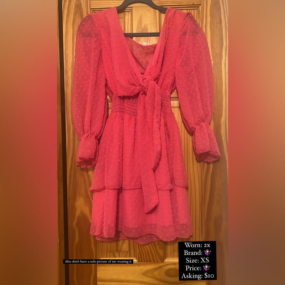 Long sleeve hot pink mini dress